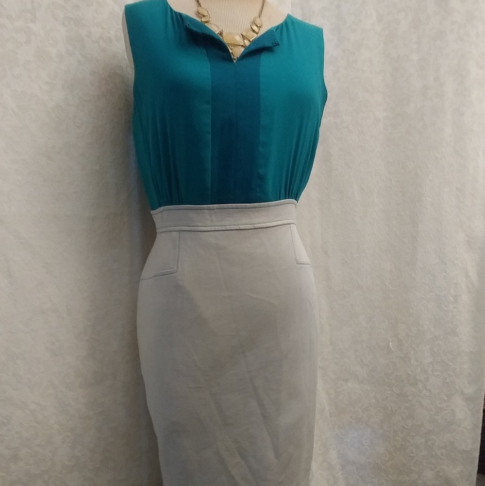 Antonio Melani Sleeveless Dress Teal and white